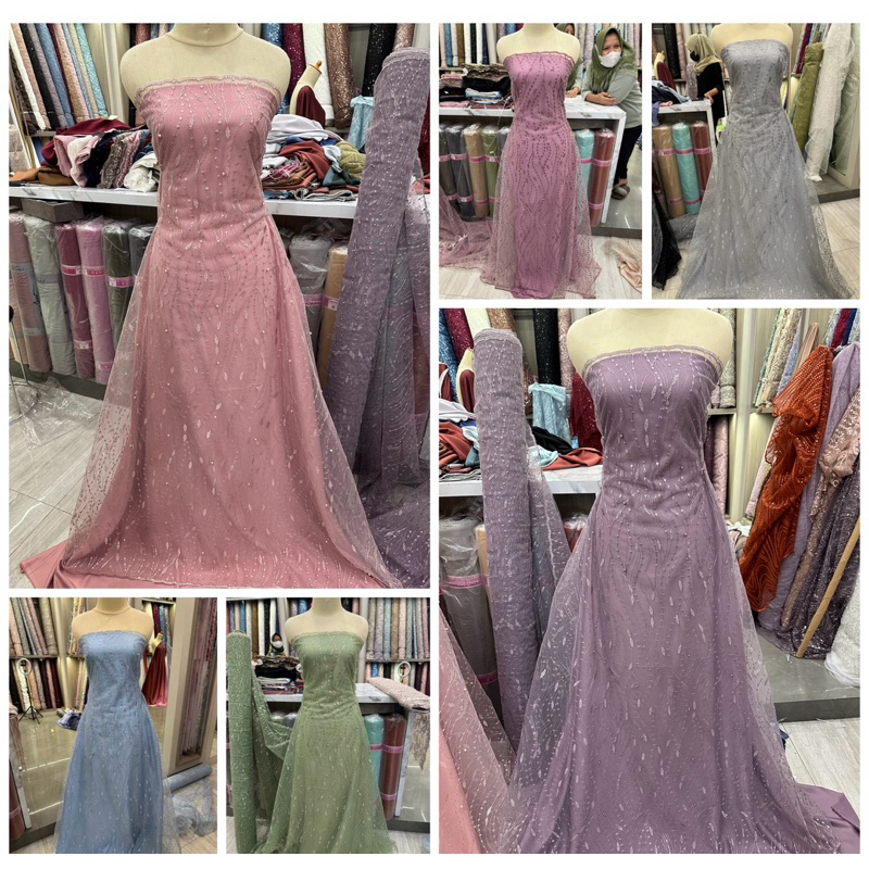 Bahan Tile Brokat Glitter Mutiara Julie premium / bridesmaid outer gamis kebaya tunik