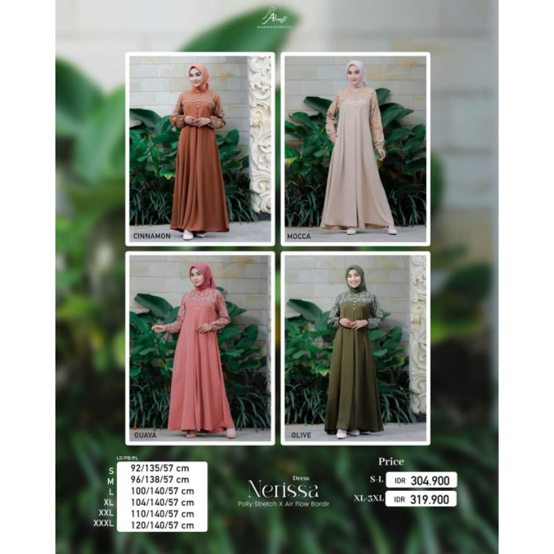 COD✅ Nerissa Dress Arrafi Terbaru Gamis Dress Kondangan mix Brukat Gamis Polos