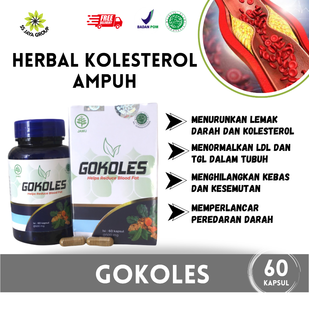 GOKOLES Herbal Kolesterol  - GOKOLES untuk kolesterol, kebas dan kesemutan, stroke, lemak darah, LDl