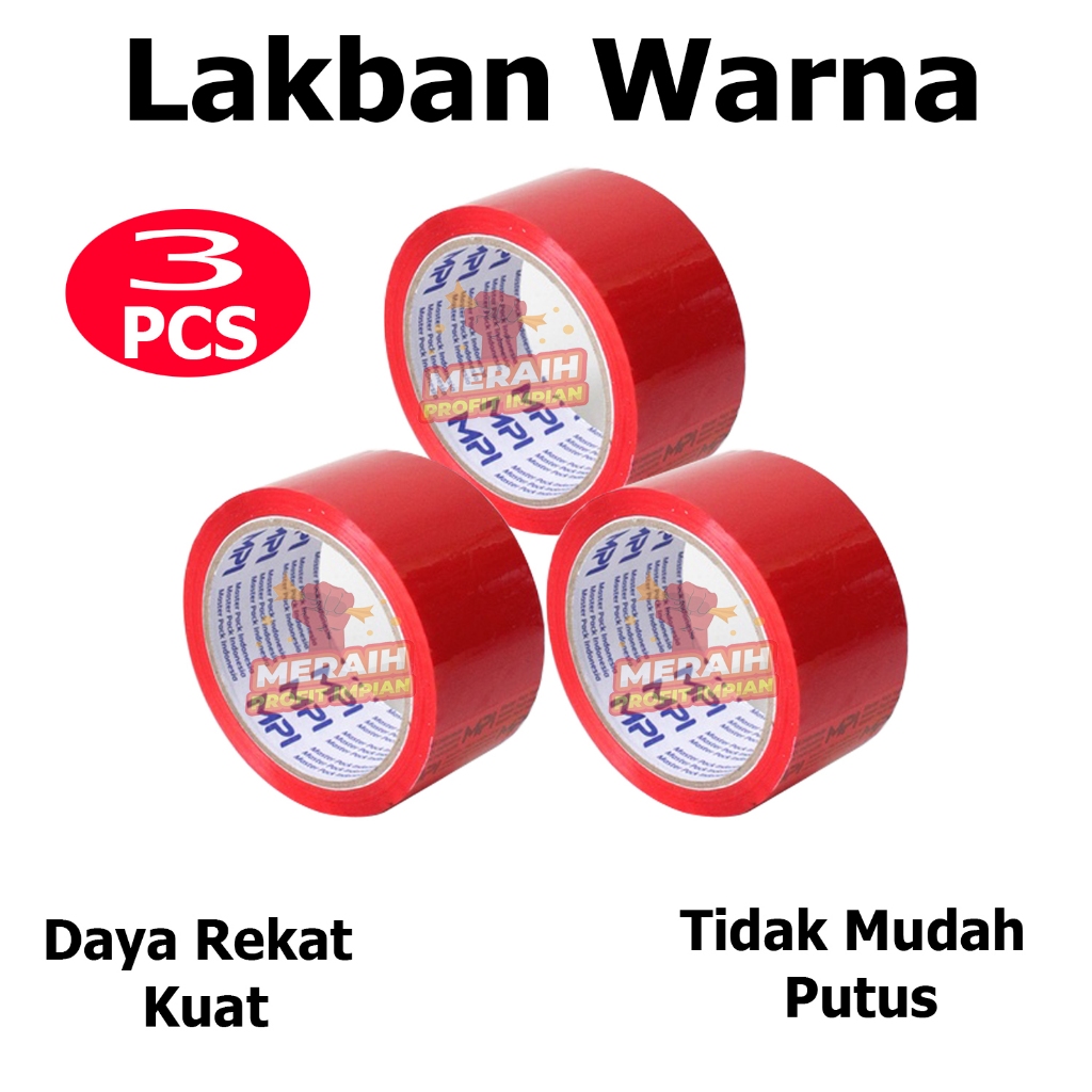 

3 Pcs - Lakban Warna Merah 48MM X 50 Yard - Lakban MPI