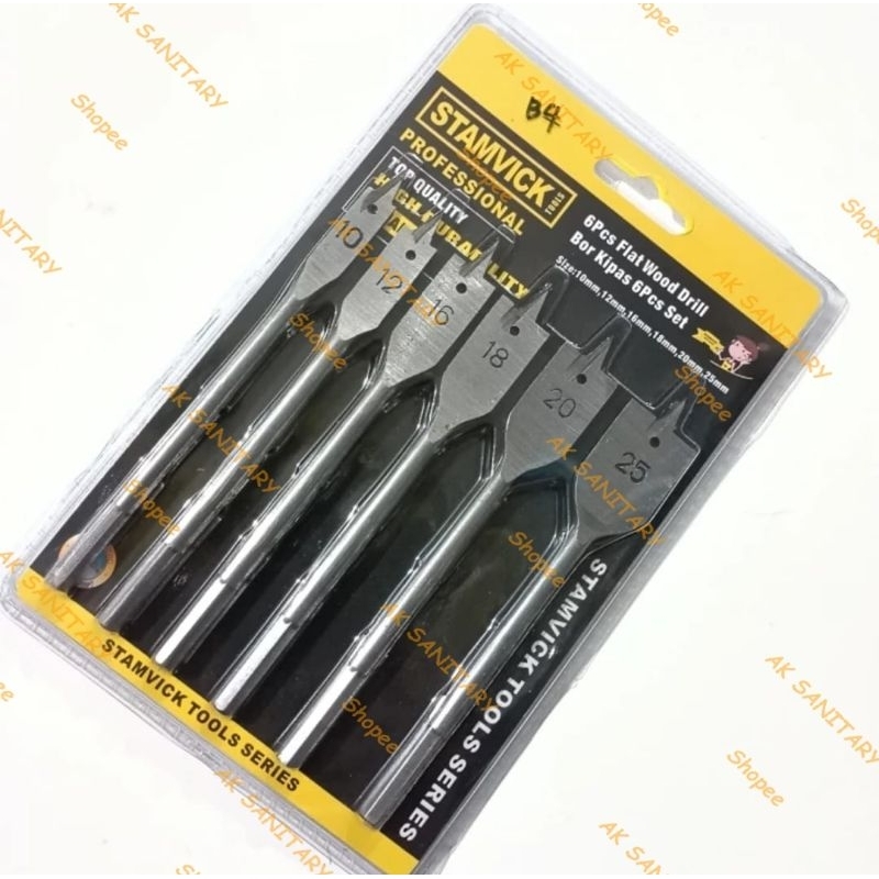 Mata Bor Kayu Kipas STAMVICK 6 Pcs Set - Mata Bor Kayu Kipas  STAMVICK