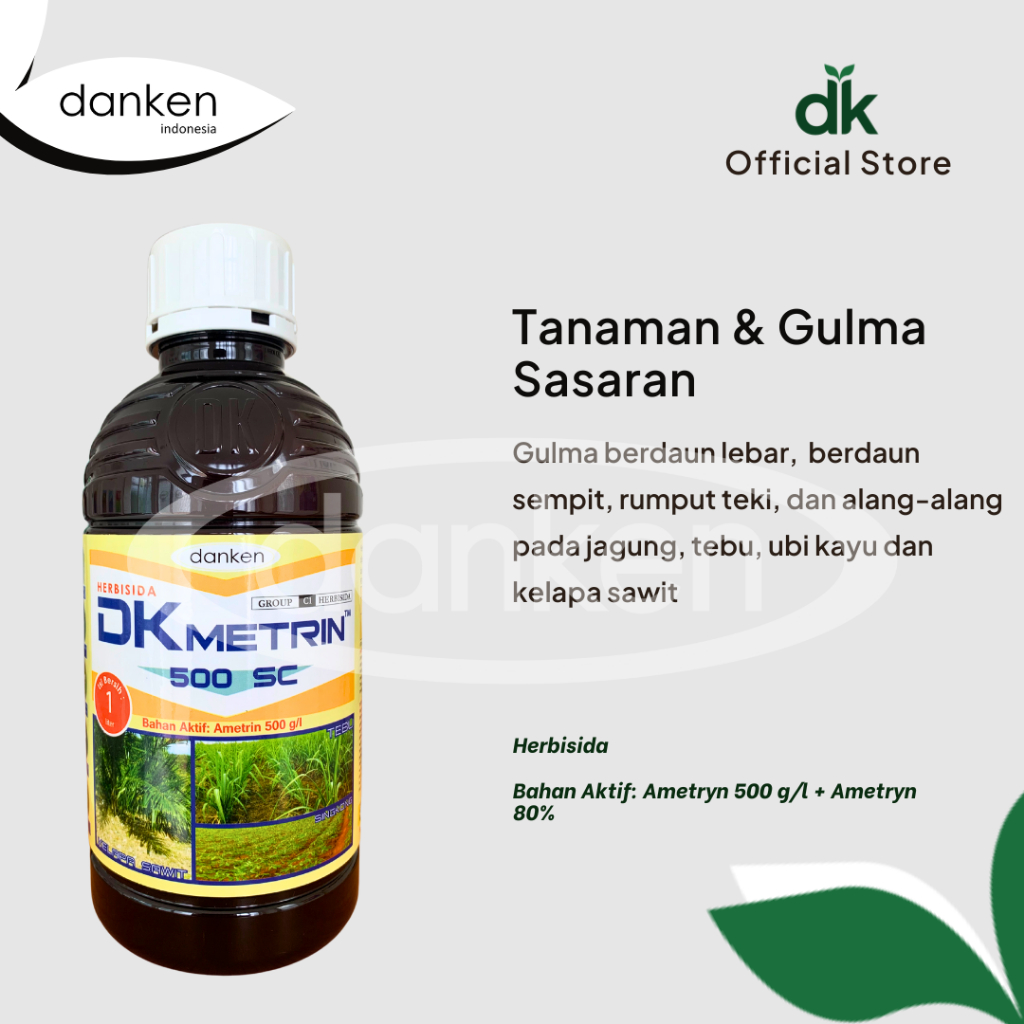 DKMetrin 500 SC Herbisida 1 L | Pestisida Tanaman Kelapa Sawit Tebu Jagung Ubi | Ametryn