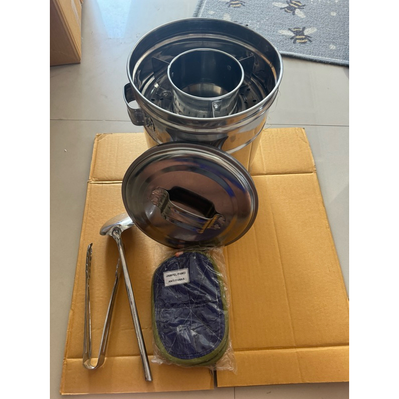 dandang bakso sekat tebal uk 22 lengkap / dandang bakso termurah / panci bakso / langseng baso