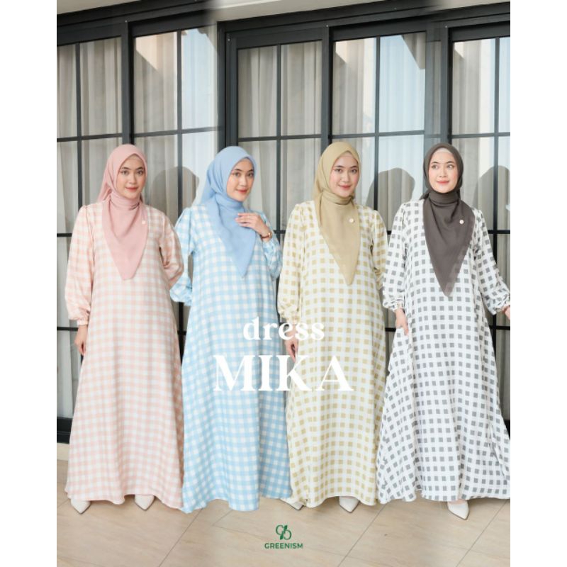 MIKA DRESS BY GREENISM | GAMIS MOTIF KOTAK KOTAK KECIL