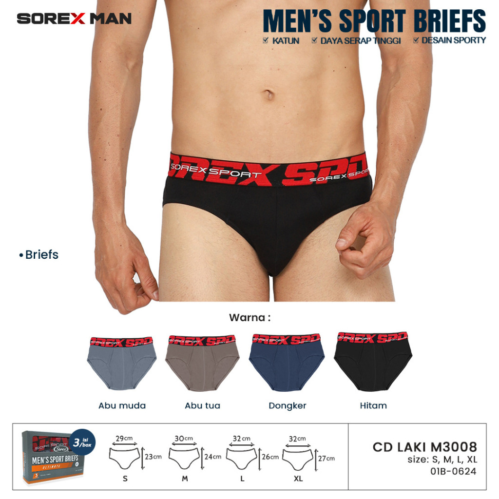 Isi 3 Pcs - Sorex Man CD Sport Pria LK M 3008 Ultimate