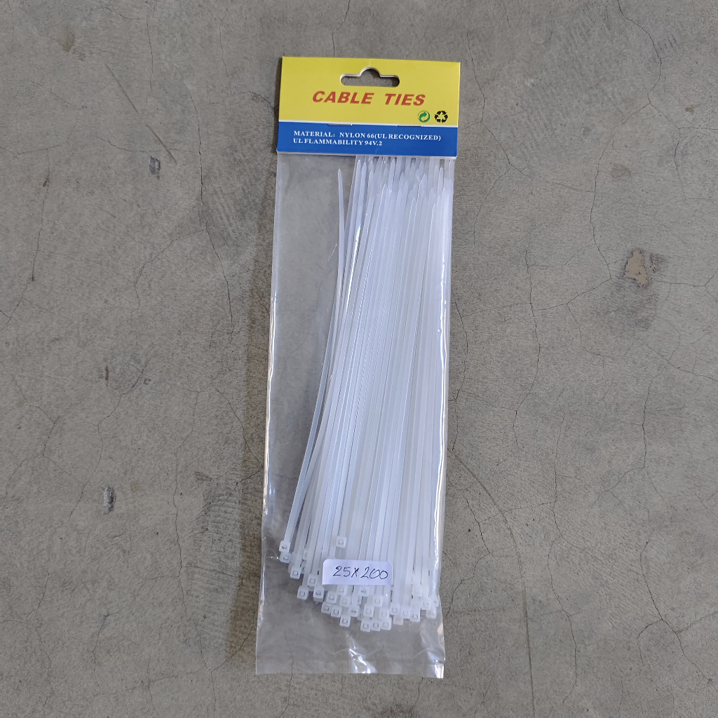 

Cable Tie Kabel Ties Ukuran 2.5 x 200mm Hitam dan Putih