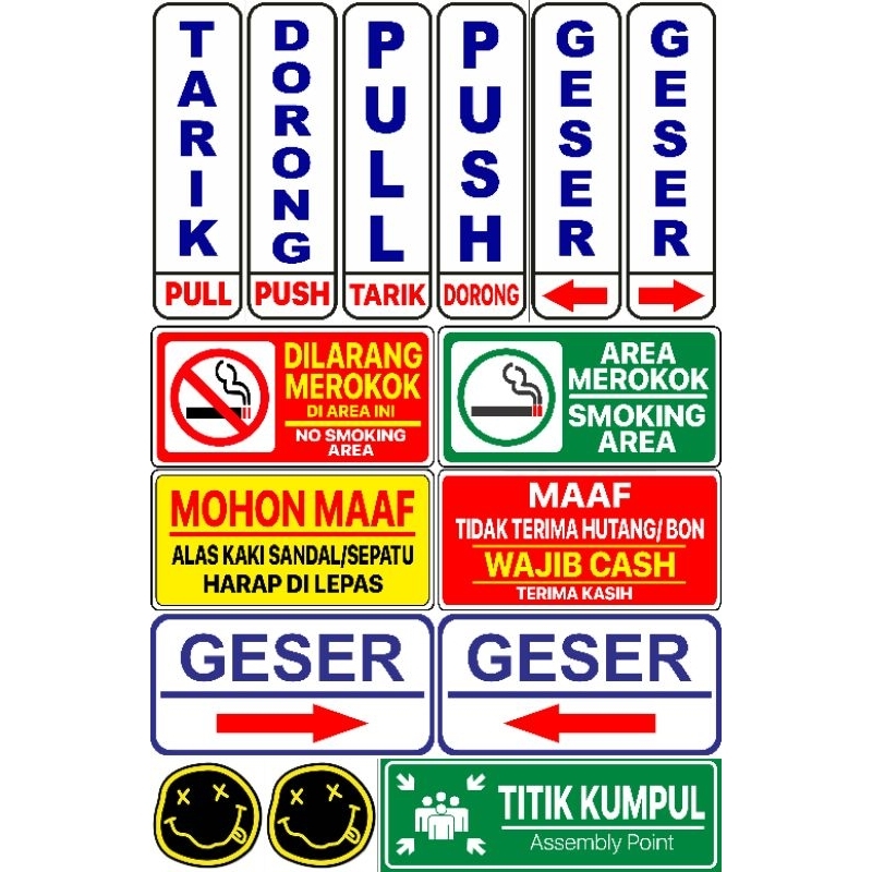 

STIKER GESER, DORONG,DILARANG MEROKOK, AREA MEROKOK