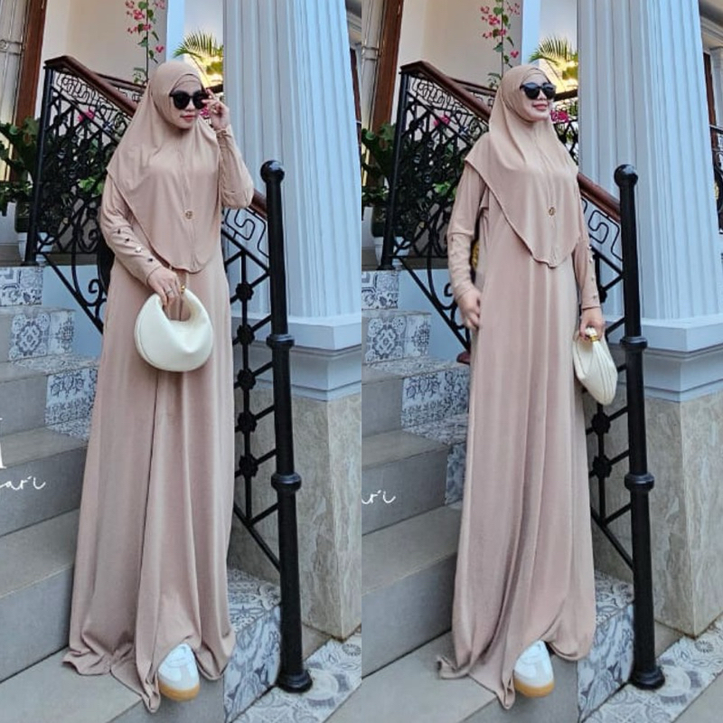 READY Melody Guzel Set by Mona Syari ME Original Premium REALPIC Gamis Dress Setelan Khimar Hijab Le