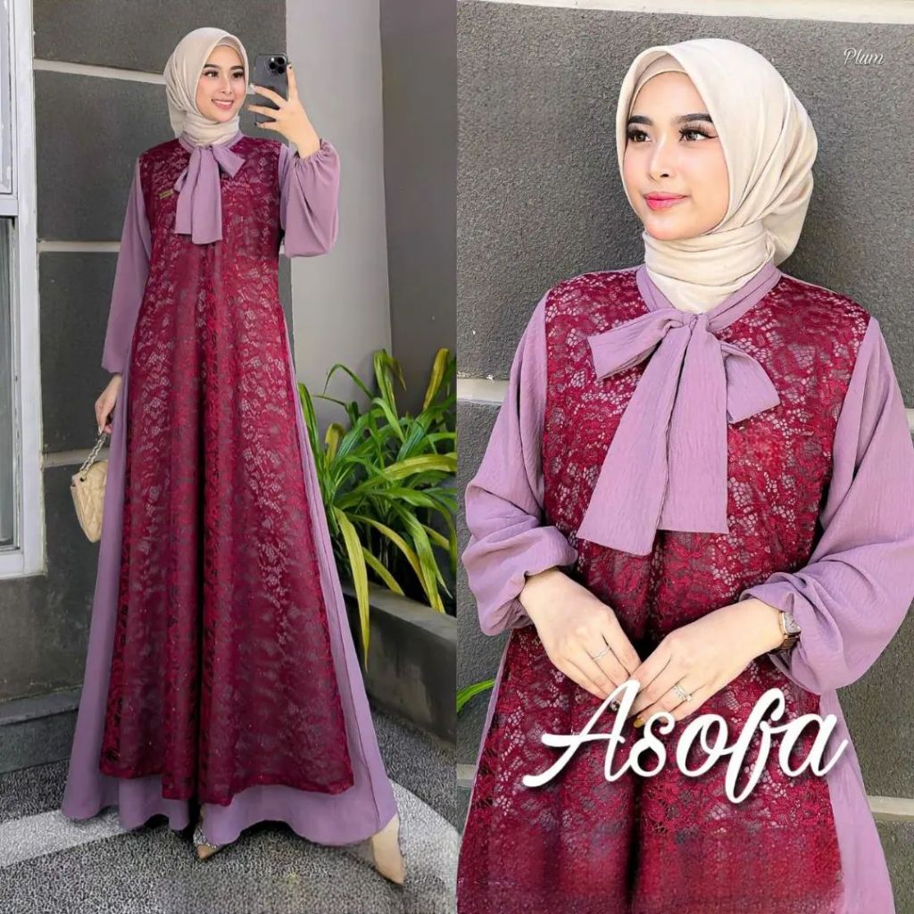 [ BEST SELLER ] Asofa Dress Gamis wanita Dewasa Terbaru 2024 Elegan Gamis Remaja kekinian viral Gami