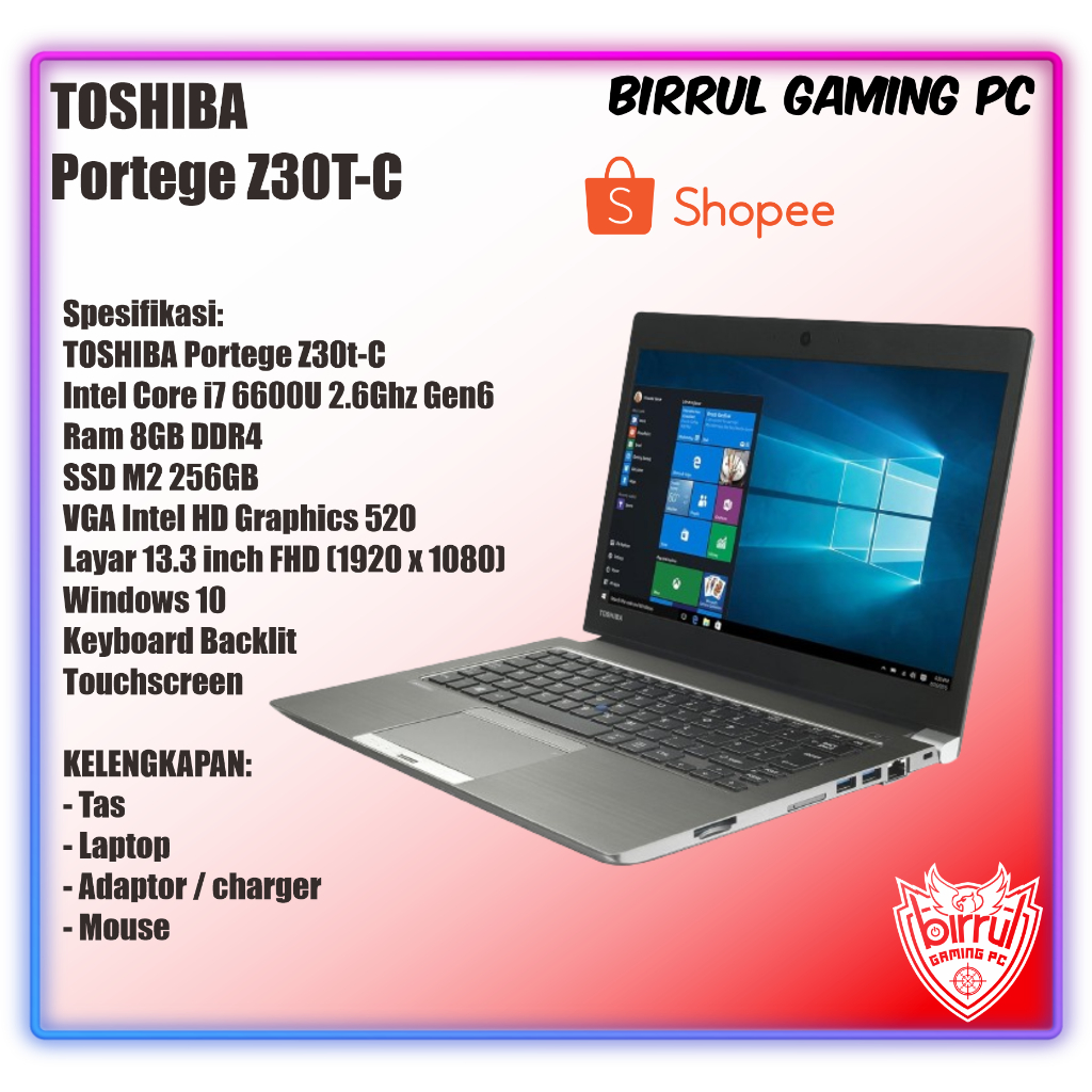 Laptop Toshiba Portege Z30T-C I7 6600U Ram 8Gb I SSd 256Gb Touchscreen