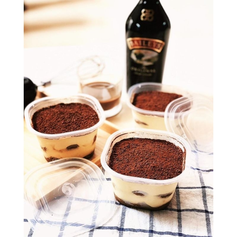 

Baileys tiramisu. dessert box. dessert cup. tiramisu