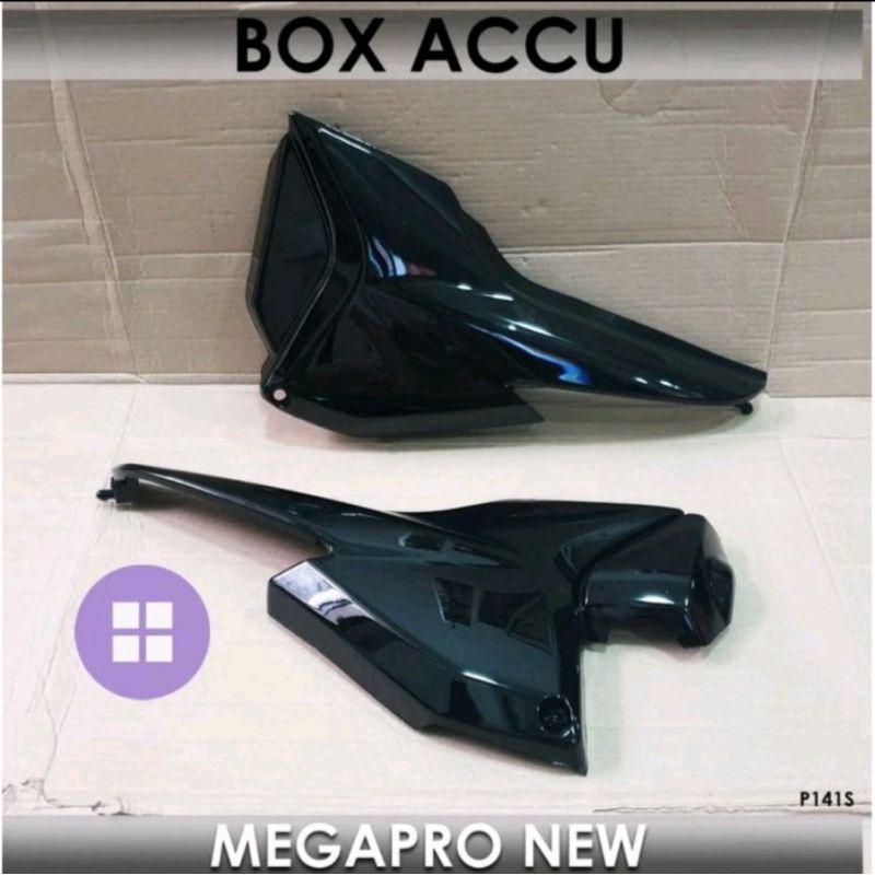 Box Tutup Cover Accu Honda MegaPro new PRIMUS HITAM metalik bahan tebal mirio Original