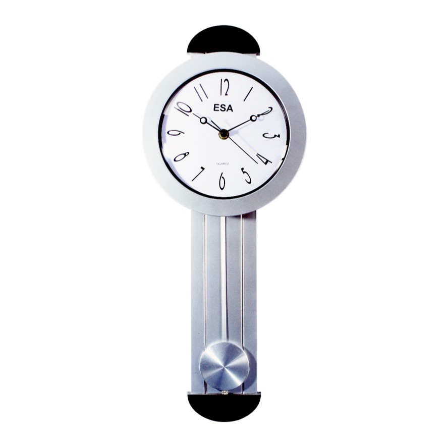 ESA Jam Dinding Bandul Minimalis Warna Silver