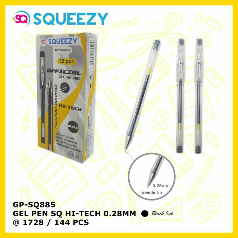 

1 Pack = 12 pcs Pen Hi tech Squeezy 0.28mm / hitec squeezy / hitec