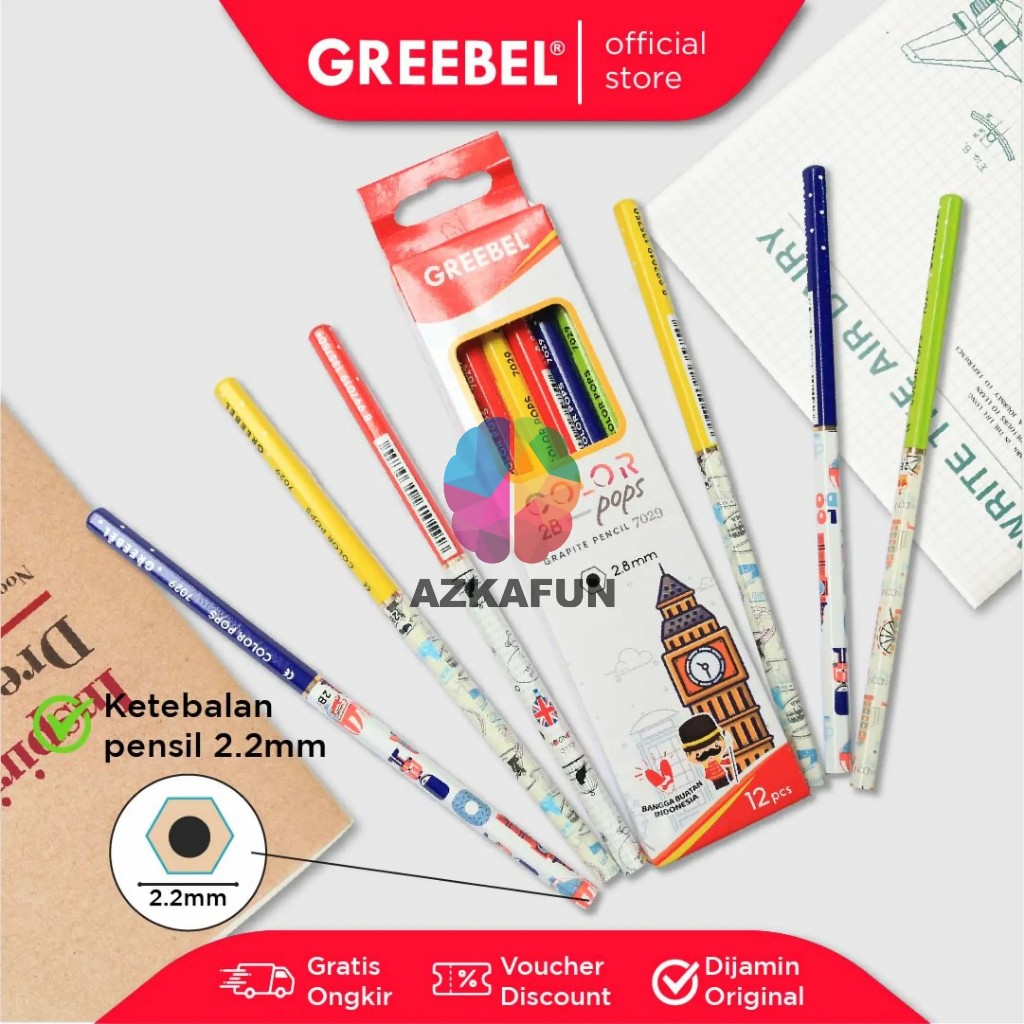 

GREEBEL Pensil kayu 2B 7029 COLOR POP - Pensil 2B