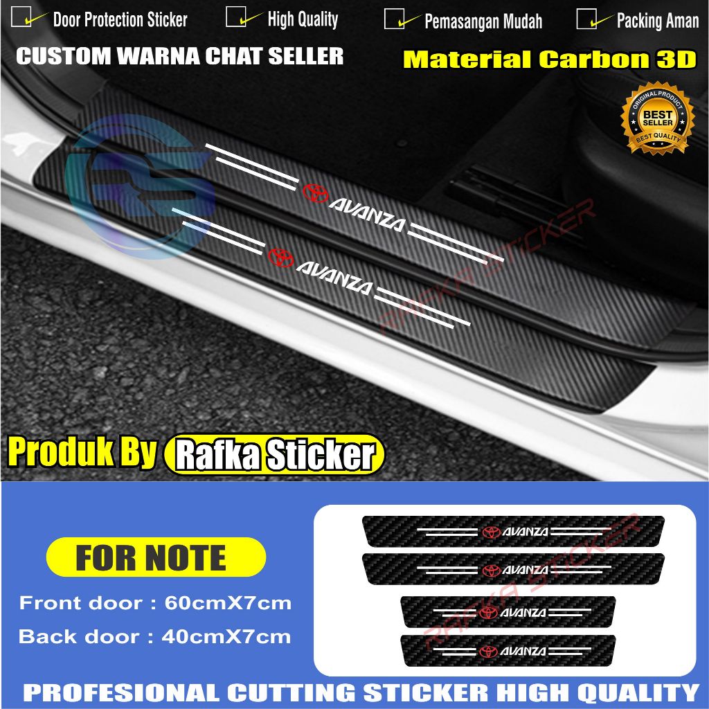 Sticker Carbon Pelindung Sill Plate Stiker Pelindung Pijakan Lantai Pintu Mobil Avanza