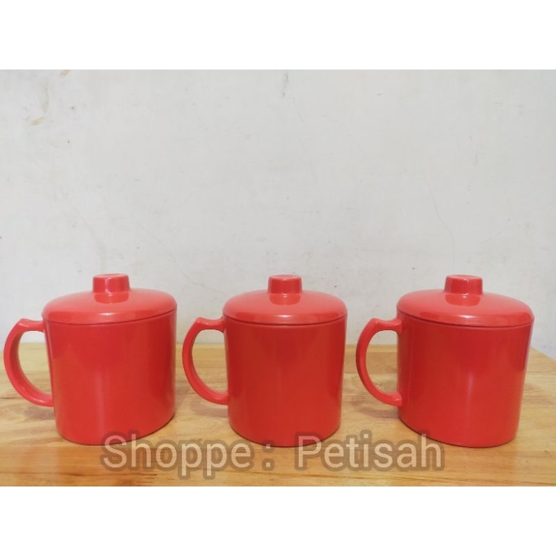 Cangkir Tutup Melamin Bergagang MeiShing 710  / Gelas Gagang Melamin 500ml / Cangkir Tutup Melamin /