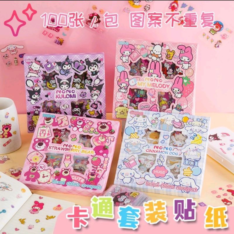 

Stiker 2D 100 Lembar Sticker Momo/Sanrio Kartun Korea Lucu Anti Air