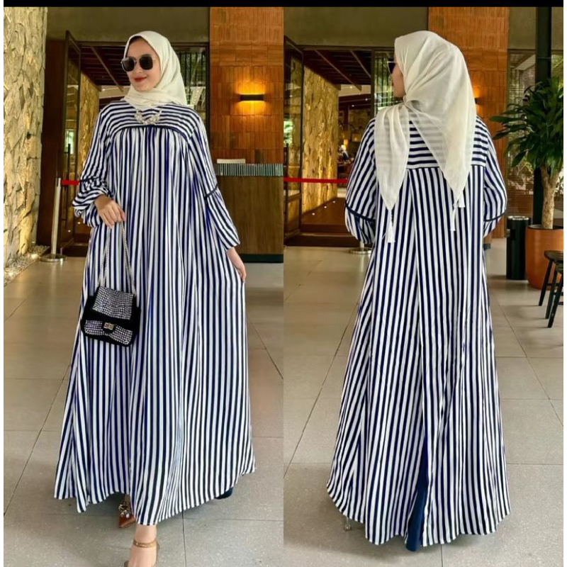 DRESS / GAMIS MOTIF SALUR TERBARU LD 115 DRESS RAYON TWILL