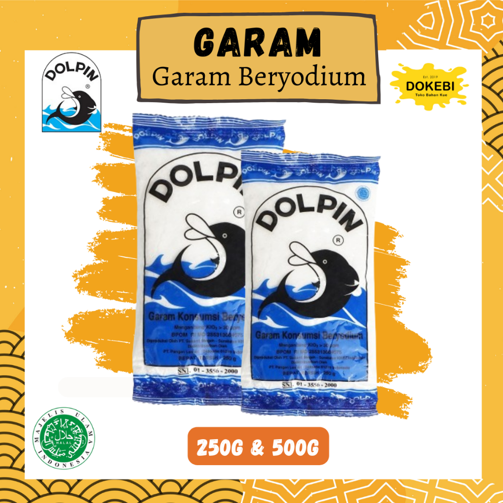 

DOLPIN Garam 250g & 500g / Dolphin Salt / Garam Konsumsi Beryodium