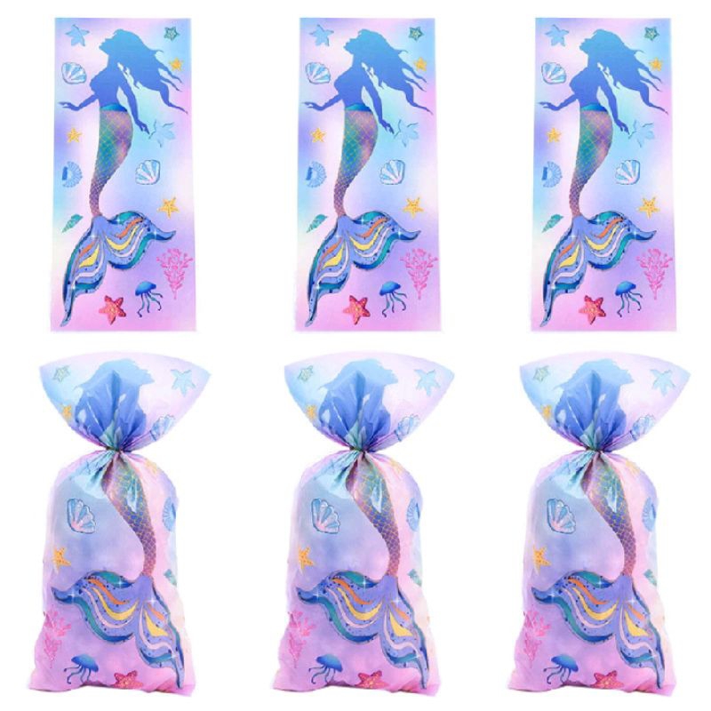 

50 PC PLASTIK KEMASAN BINGKISAN KUE COOKIES SNACK HAMPERS PESTA ULANG TAHUN MOTIF MERMAID