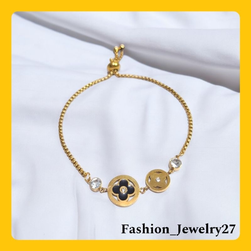 Gelang Serut Wanita Titanium Permata Hitam