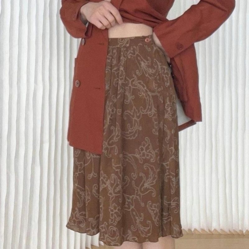Japan A shape skirt vintage made in japan sudah ada furing halus hijab friendly Vintages Skirt Smart