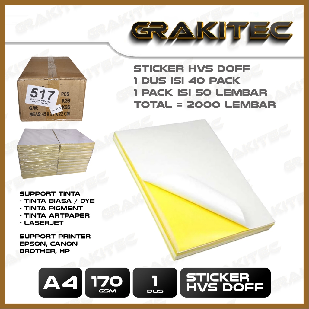 

Grakitec Kertas Sticker Chromo HVS Doff A4 isi 2000 Lembar | Sticker Kromo Bontak Cromo pku