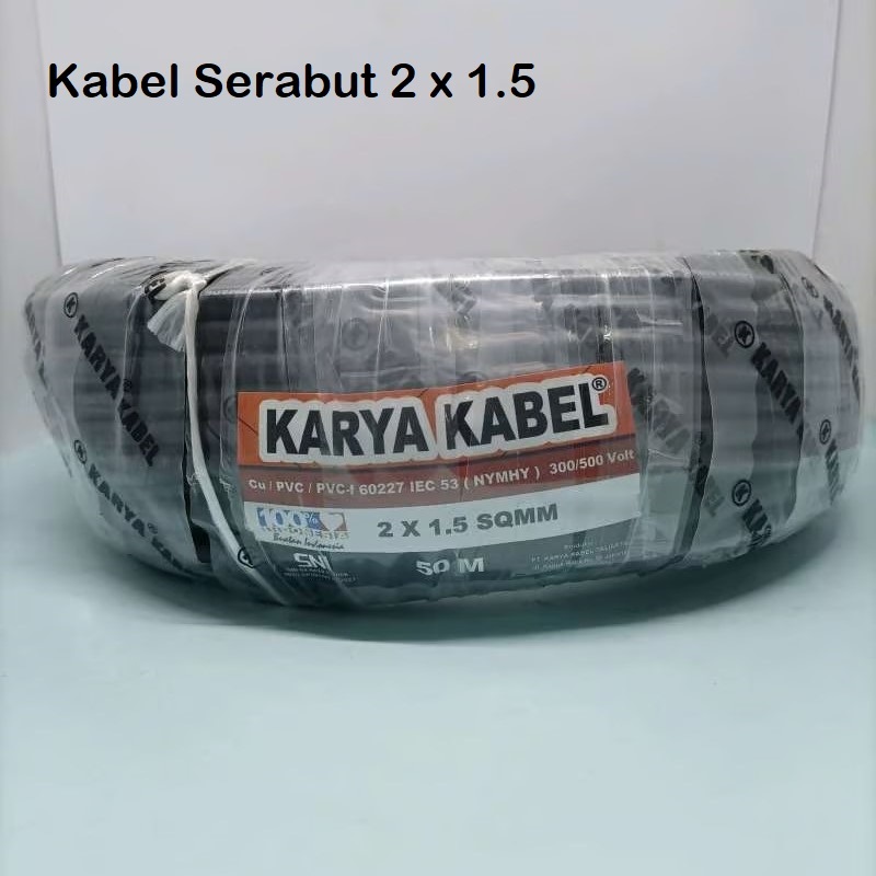 ( KRY ) 1 ROLL Kabel Listrik Bulat SNI 2x1,5 Serabut NYYHY 2x1.5 Hitam Serabut
