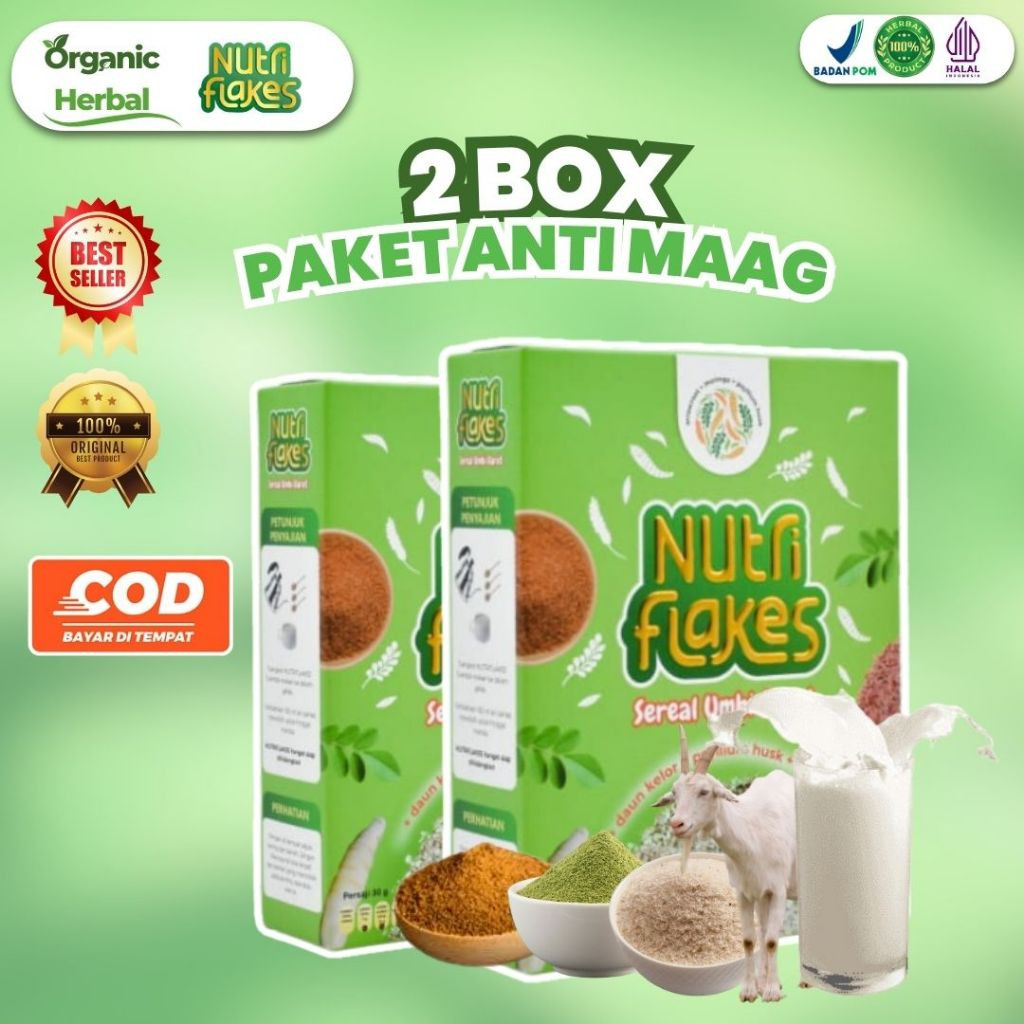 

2 Box Nutriflakes Sereal Umbi Garut Asam Lambung Ori - Ampuh mengatasi Maag Akut Asam dan Gerd