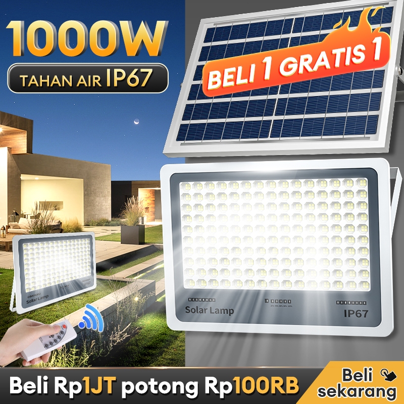 【Garansi 30 tahun】lampu tenaga surya matahari 1500W panel surya 24 Jam Otomatis Led cahaya ada remot