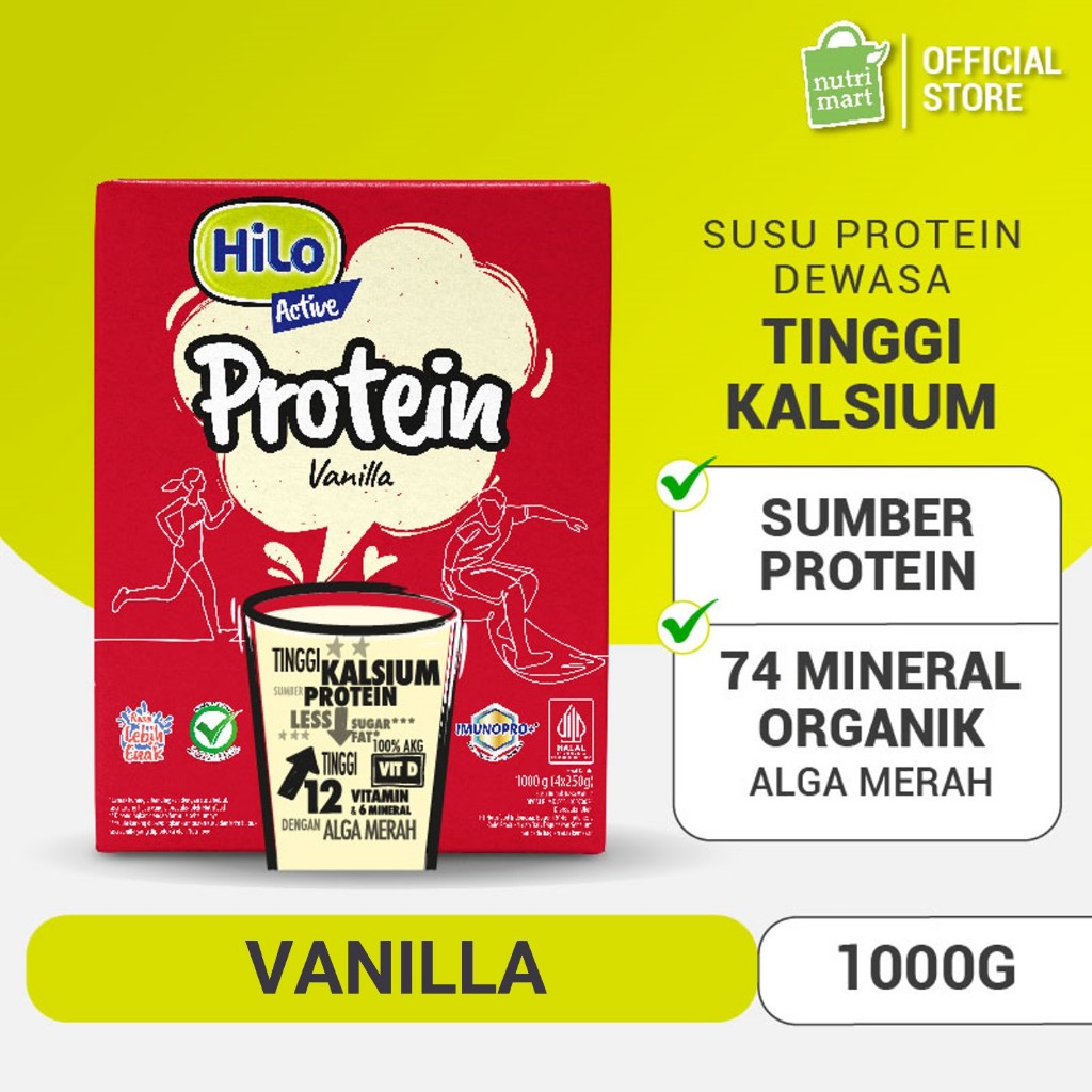 

HiLo Active Vanilla 1000 gram dengan Alga merah - Susu Tinggi Kalsium Lebih Rendah Lemak