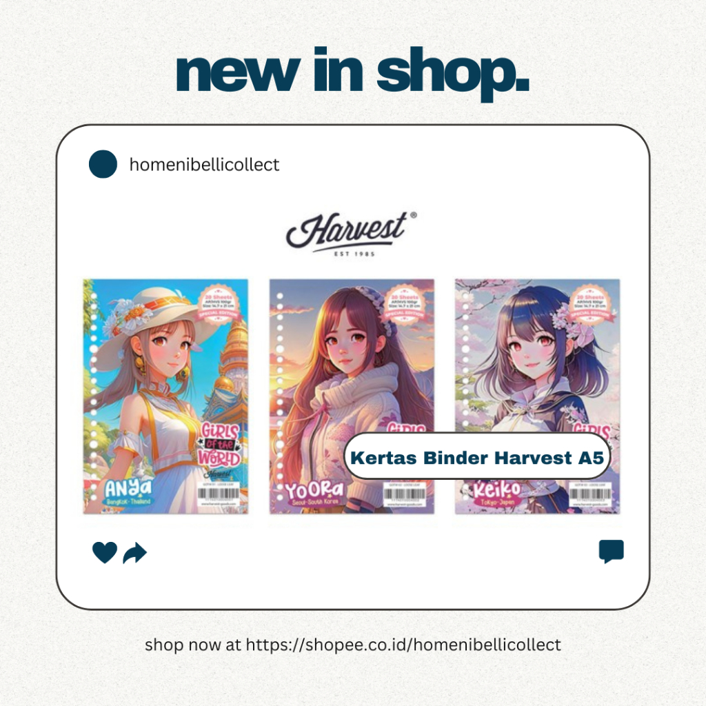 

✅mall inline badgeLoose Leaf / Kertas Binder Harvest A5 Girls of The World - Paket isi 6