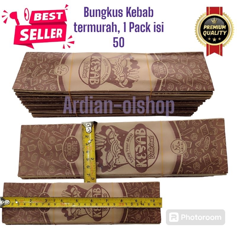 

100 lembar kemasan kebab coklat kertas bungkus kebab dus kebab ukuran 27x7x3,5cm