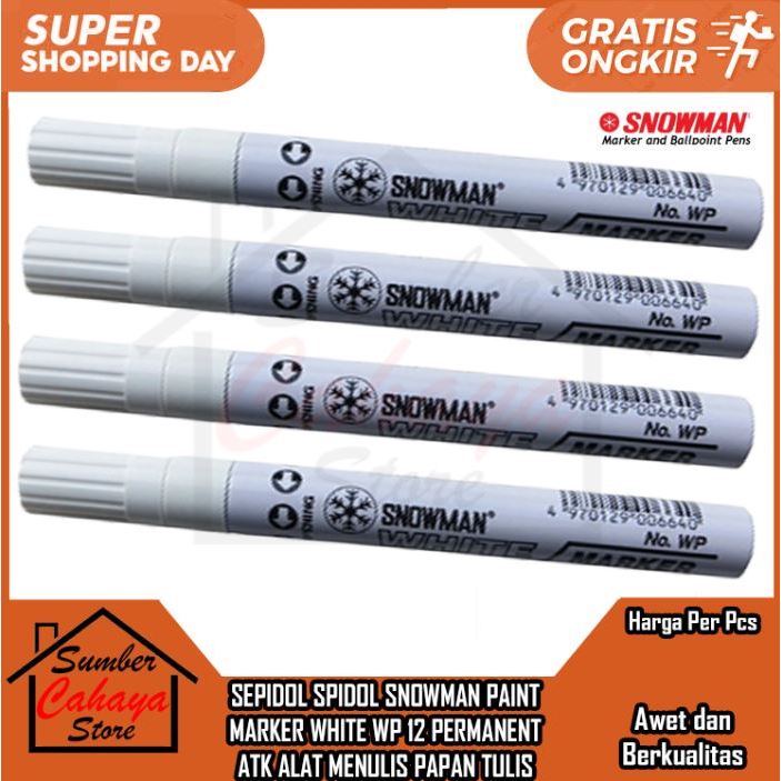 

Spidol Snowman Paint Marker White Wp 12 Sepidol Per Pcs Permanent Atk Alat Menulis Papan Tulis Barang Warna Putih Snowmen Permanen Waterprof Tahan Air Bolpoint Bolpoin Bolpen Menulis Tulis Atk Sekolah Sd Smp