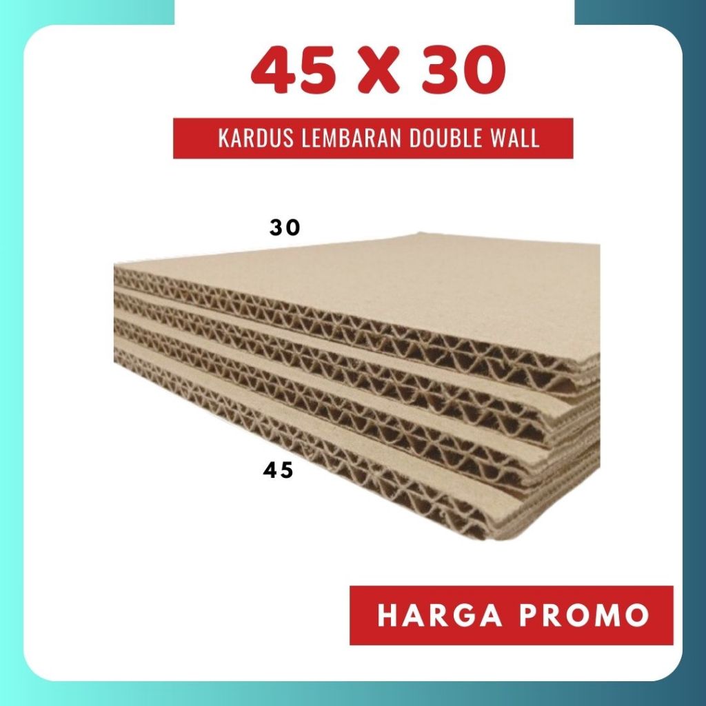 

Kardus Lembaran 45x30 / 45x20 / 45x10 Sheet Polos Double Wall Packing Karton Coklat Warna Packing