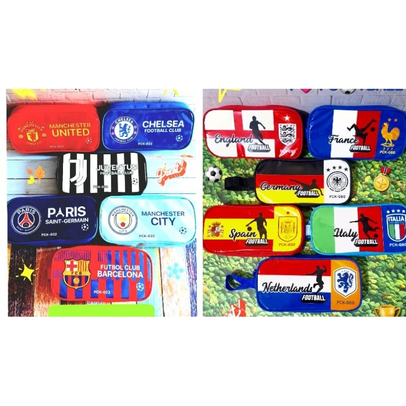 

PCK 032 pencil case kotak Pensil Kain Resleting Klub sepak Bola MU chelsea PSG city barca juventus england italy belanda perancis spanyol pck 080