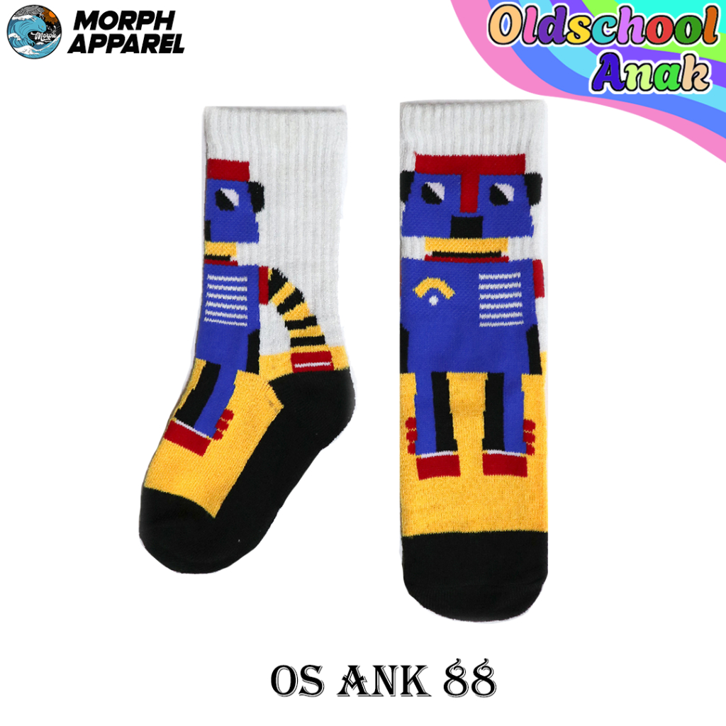 Kaos Kaki Oldschool Anak Motif Robot - Morph.Apparel - No. OSANK88