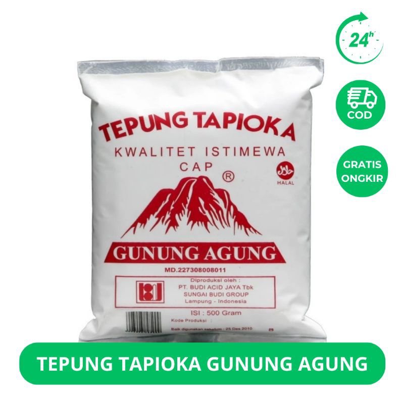 

TEPUNG TAPIOKA CAP GUNUNG AGUNG 500 GR / GUNUNG AGUNG TEPUNG TAPIOKA KEMASAN 500 gram