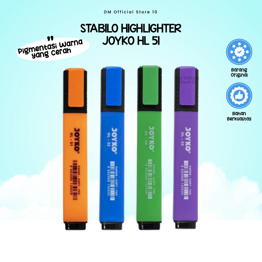 

ATK Sekolah Highlighter Stabilo Highlighter Penanda Warna Joyko HL 51 By Dm Store
