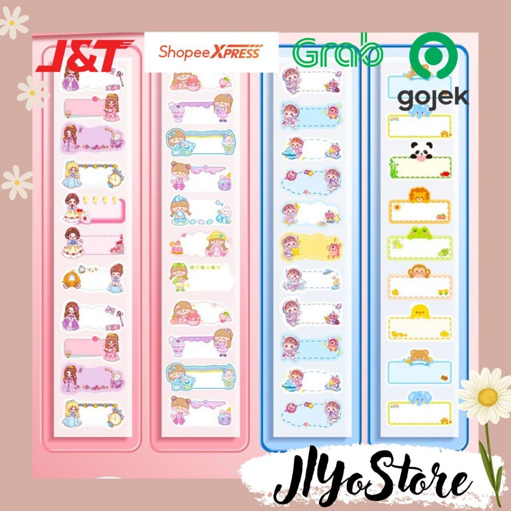 

20pcs Sticker Stiker Label Nama Buku Stationery Jurnal Perlengkapan Sekolah Kartun Aesthetic Lucu
