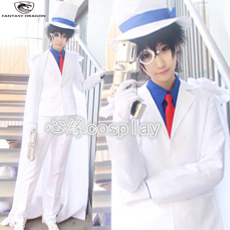 Detective Conan cosplay Kaitou Kiddo cosplay costume and Kaitou Kiddo wig 【Fantasy Dragon】