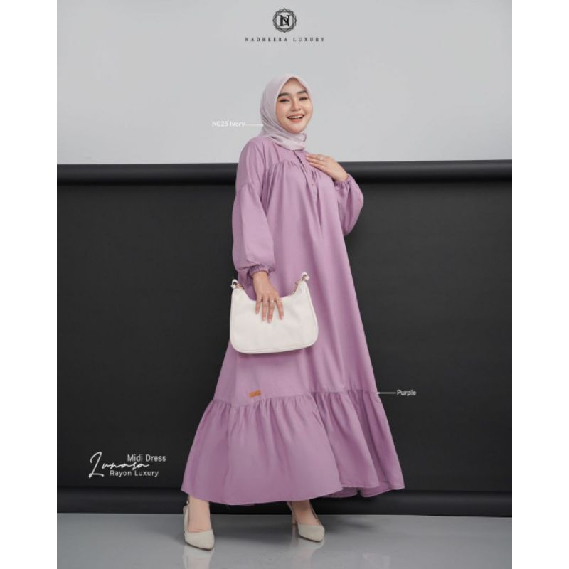 [COD]‼️LUNARA MIDI ✅DRESS by NADHEERA LUXURY NEW ||DRESS ELEGAN || ALMIRA FASHION ✅