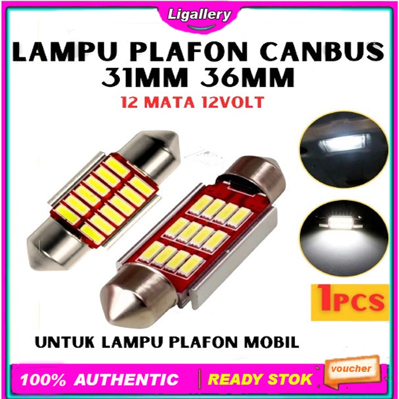 [BISA COD] Lampu Kabin Mobil Led Lampu Plafon Mobil Led Variasi 6 Smd 36Mm 12 Volt Putih