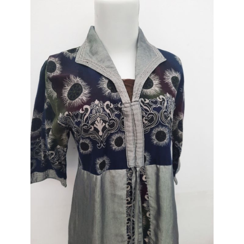 Baju Batik Wanita/ Midi Dress Batik/ Batik Kerja Wanita/ Batik Murah Bekas Prlvd