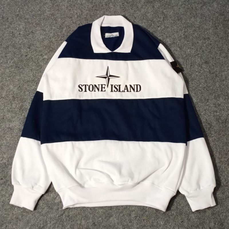 CREWNECK STONE ISLAND NAVY WHITE MIRROR 1:1