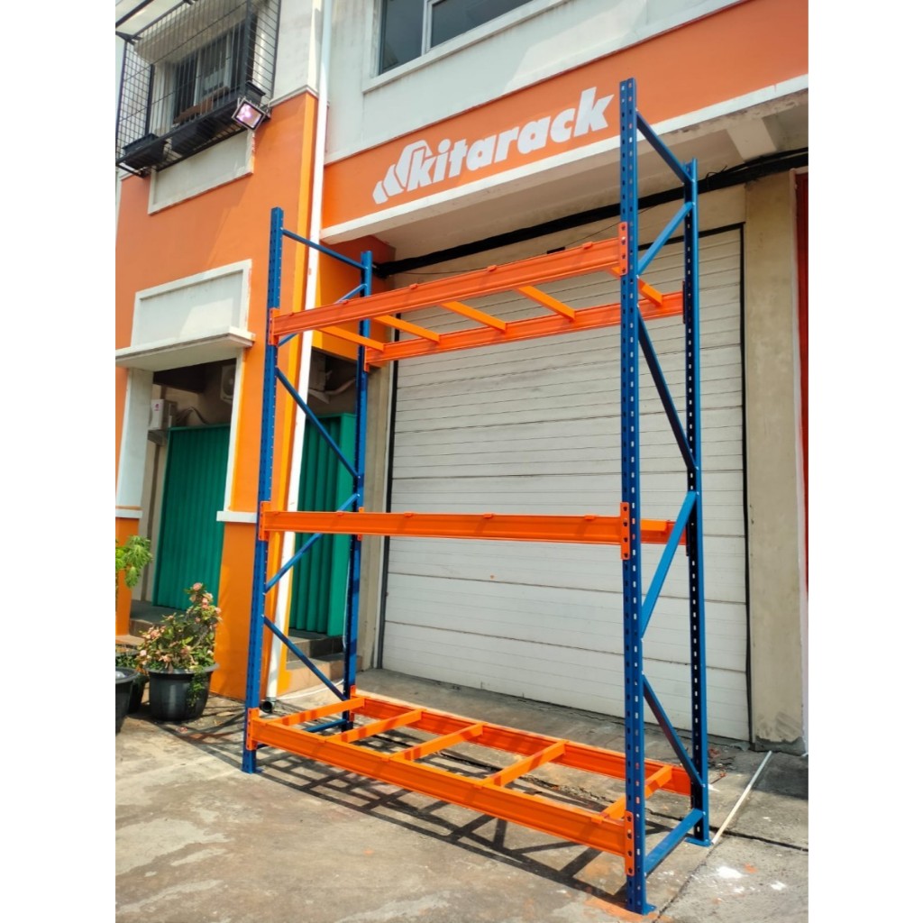 Pallet Rack Heavy Duty KITARACK Rak Palet Besi 2 Layer Kapasitas 1 Ton / Layer Lebar 100cm Tinggi 3M