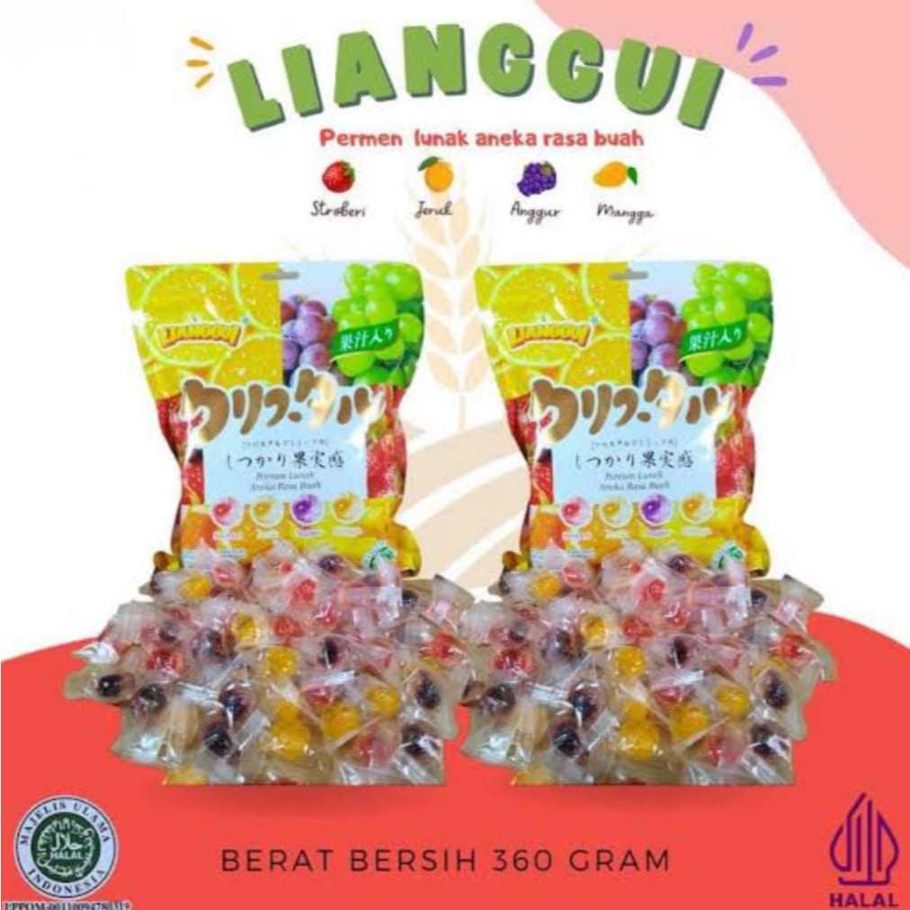 

Permen Lianggui Permen Lunak aneka Rasa Buah 360g Family Pack Halal