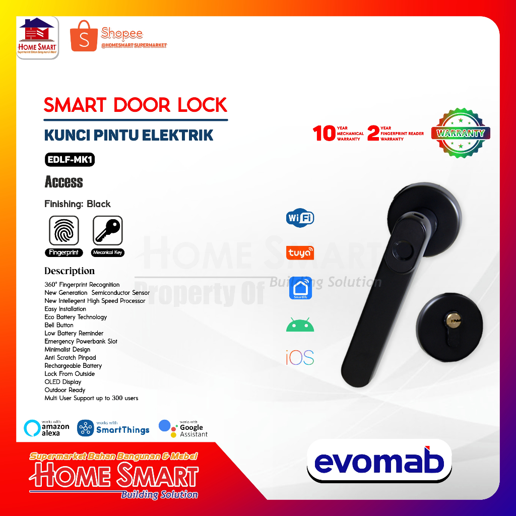 Kunci Pintu Digital Smart Lock EVOMAB EDLF-MK1