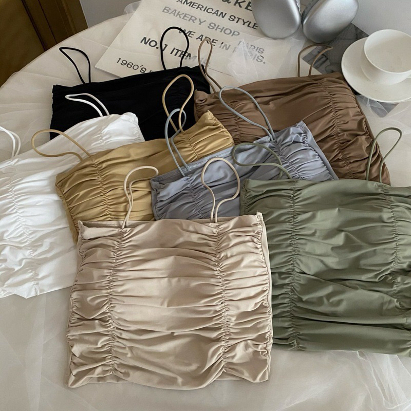 Tank Top Fashion Wanita Crop Top Kerut / Atasan Wanita IMPORT / Tank top kerut Wanita